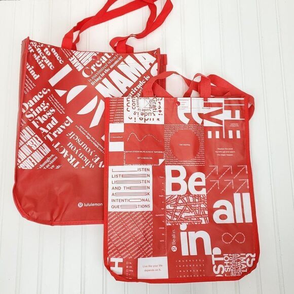 Lululemon Reusable Shopping Bag Red Large - Picture 3 of 5